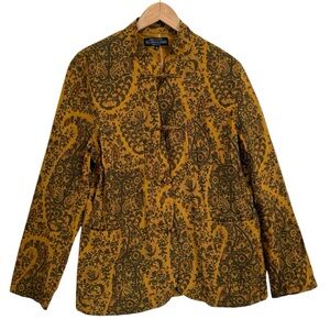 NWOT J. Peterman Paisley Mandarin Frog Closure Jacket Women’s Size L